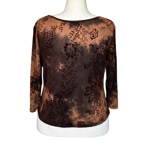 Vintage Y2K Fairycore Brown Burnout Floral Top. Petite Large. Whimsigoth Boho - Picture 5 of 11